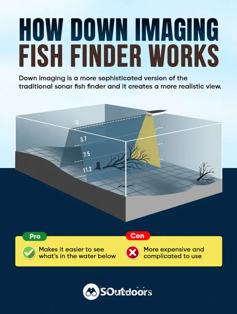 Infographic on how down imaging fish finder works