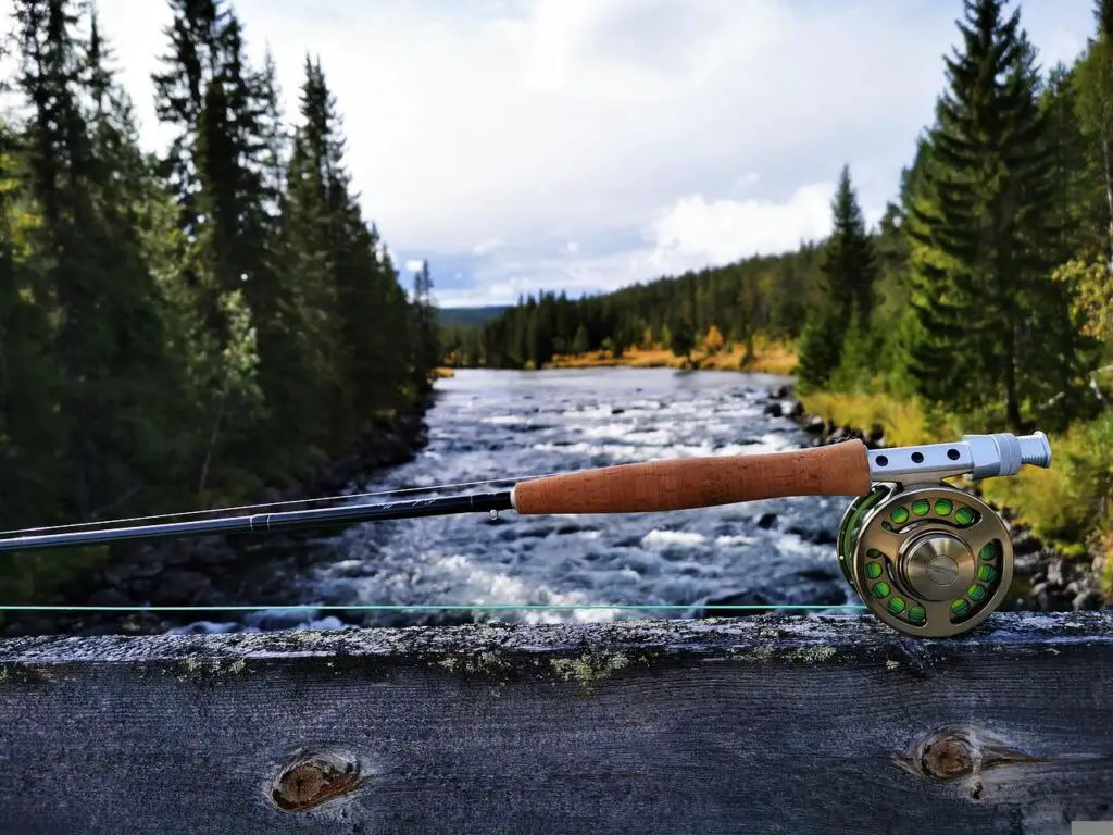 A composite rod image captured on a nice flowing river background