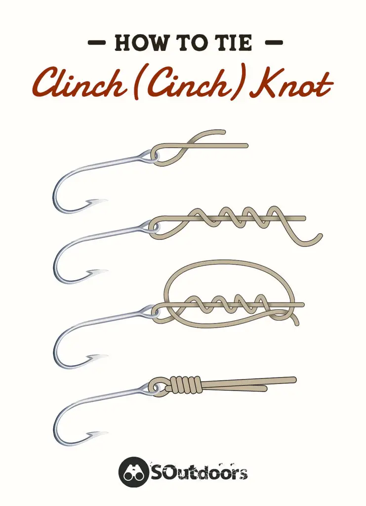 How to tie a clinch knot infographic