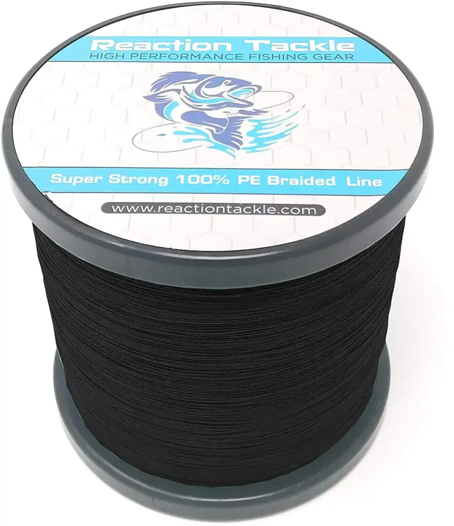 A black fishing line that is best used in bass fishing on muddy and dark waters