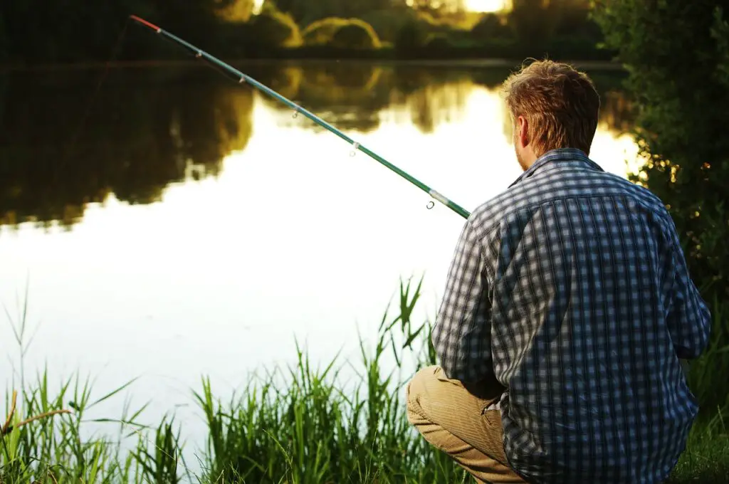 A man fishing in the lake