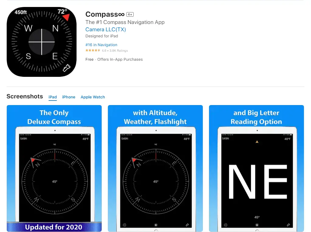 Compass infinity app info on app store