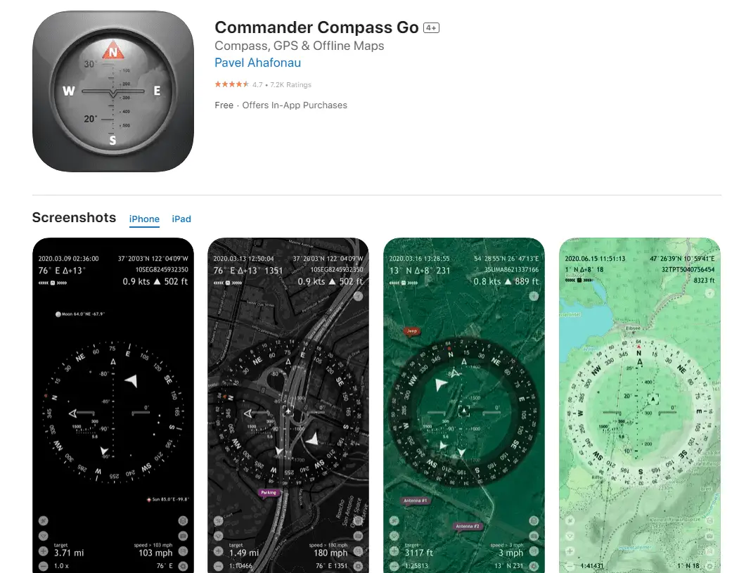 Commander Compass Go app info page