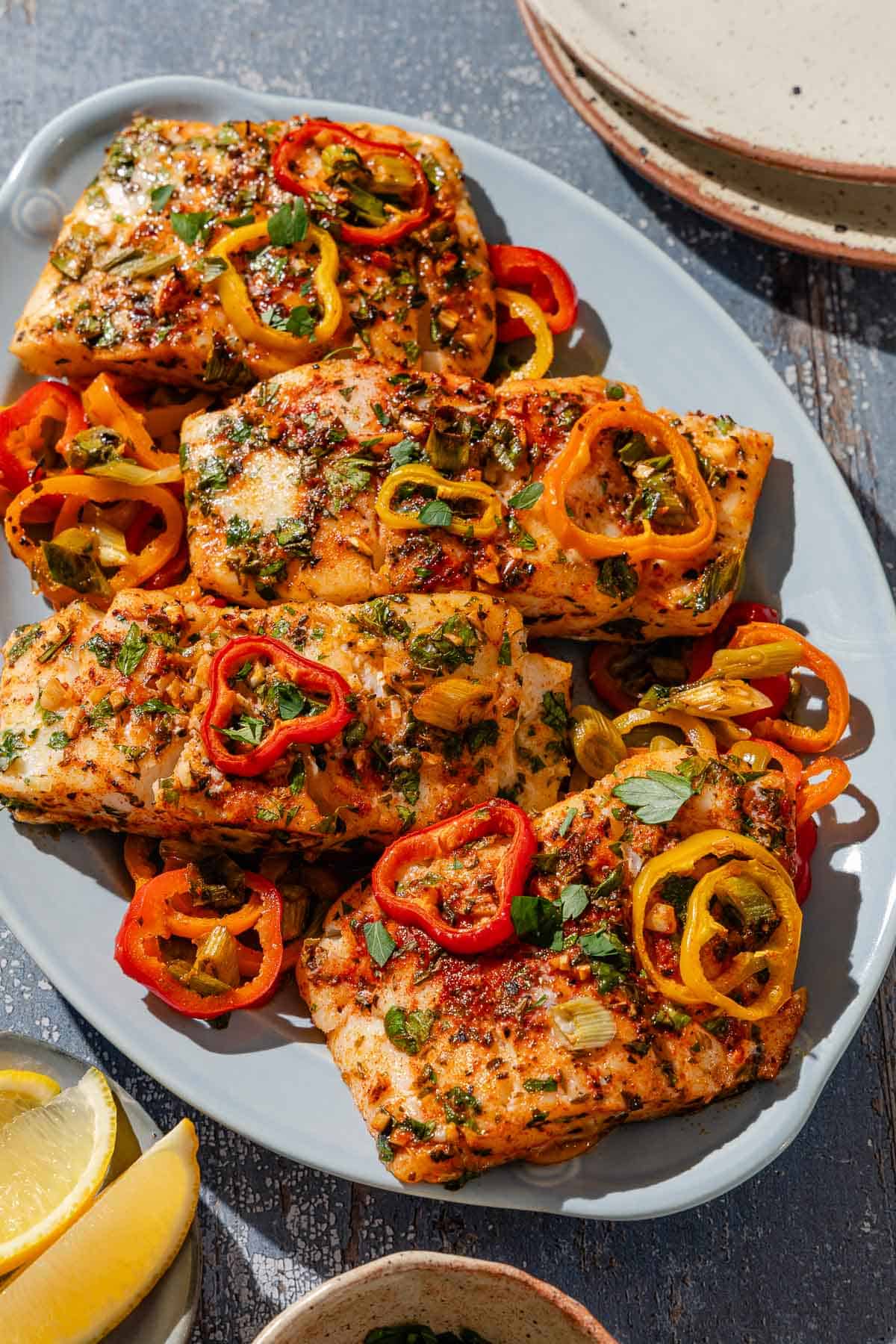 1-Baked Haddock with Baby Bell Peppers (Mediterranean style)-Mediterraneand-Dish-Baked-Haddock-with-Baby-Bell-Peppers-LEAD-7 Baked Haddock With Baby Bell Peppers (Mediterranean Style)