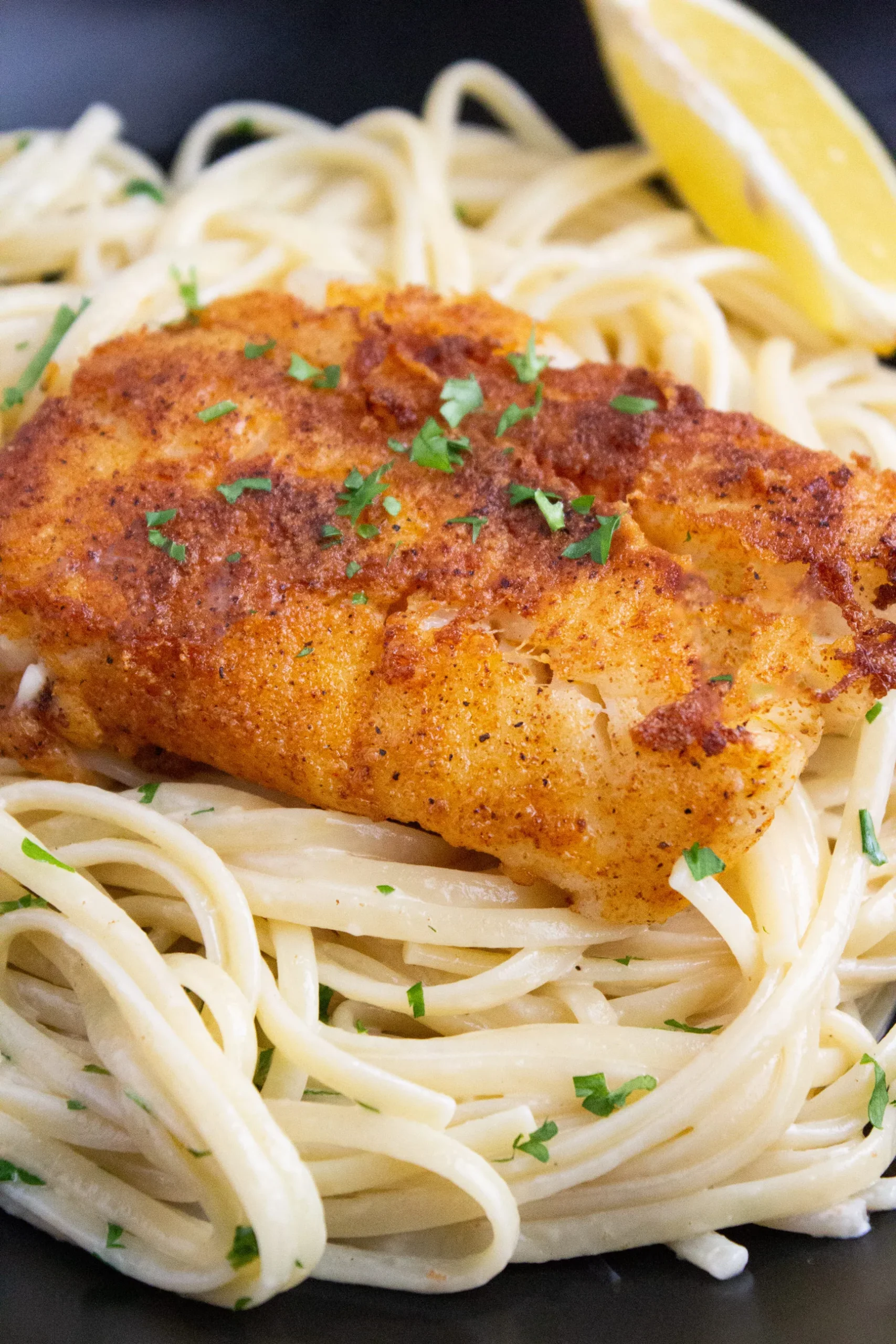 Pan Fried Cod with Creamy Lemon Pasta