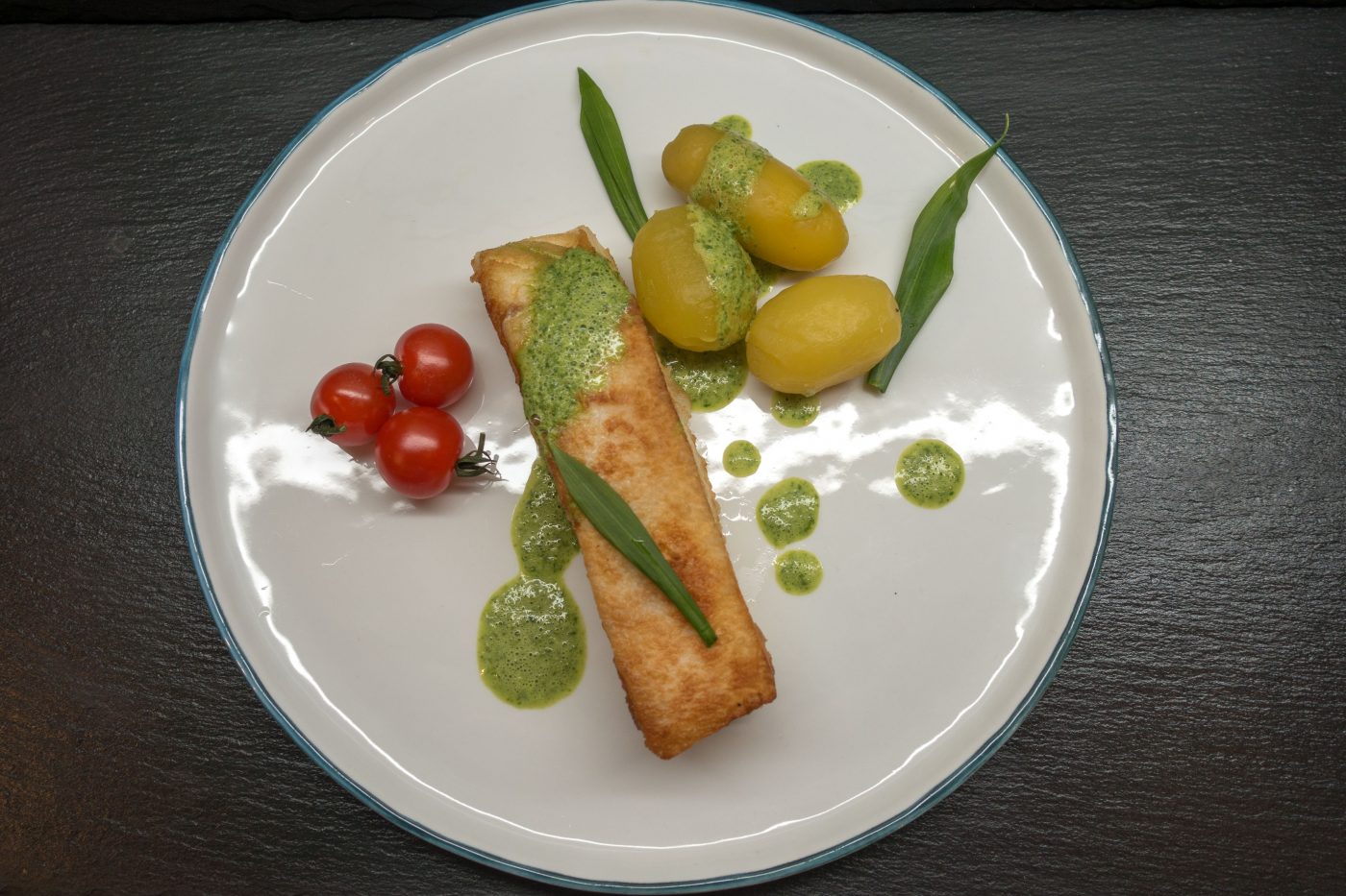 White Halibut with Wild Garlic & White Wine Sauce