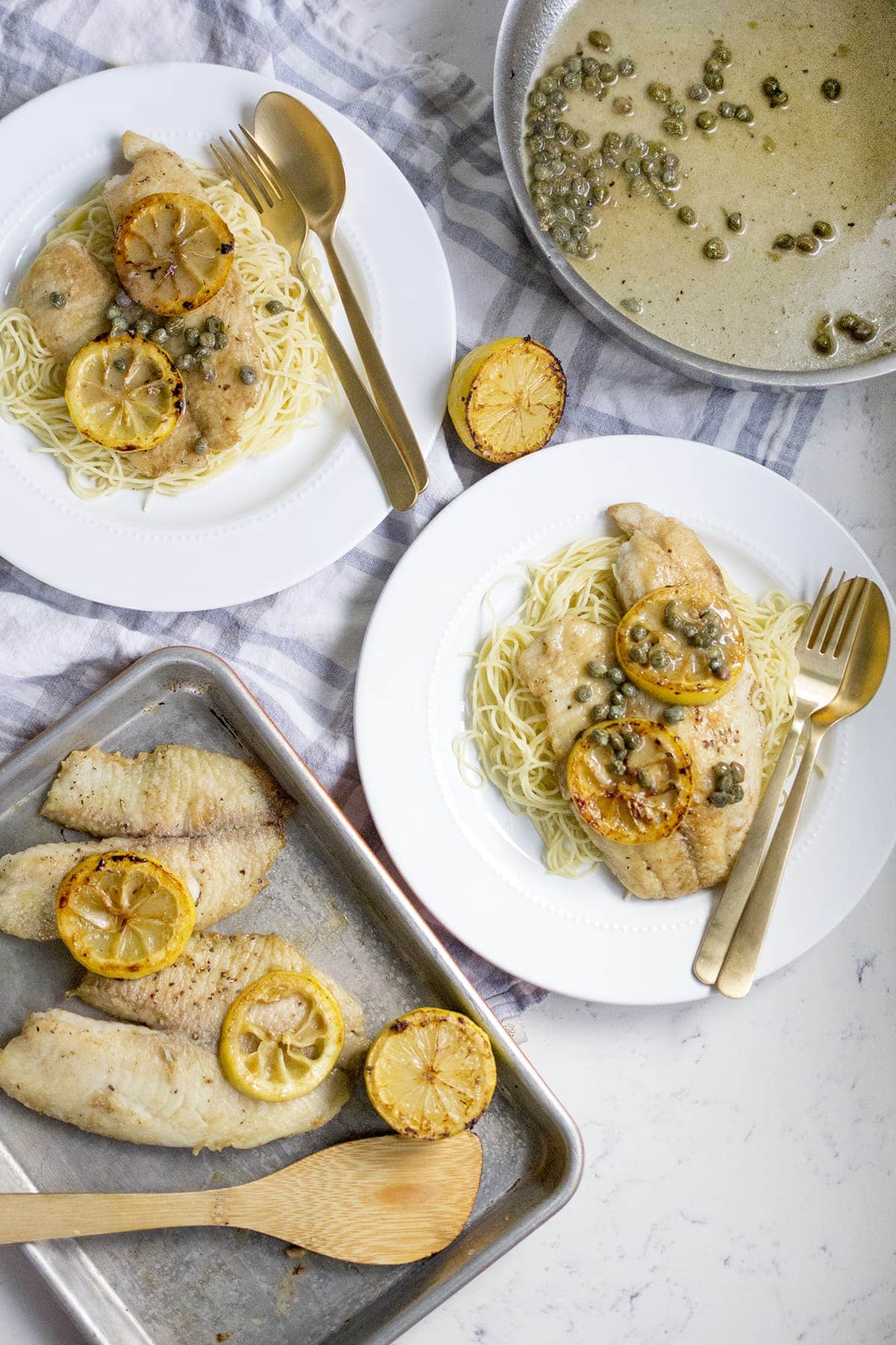 Tilapia Piccata Over Angel Hair Pasta