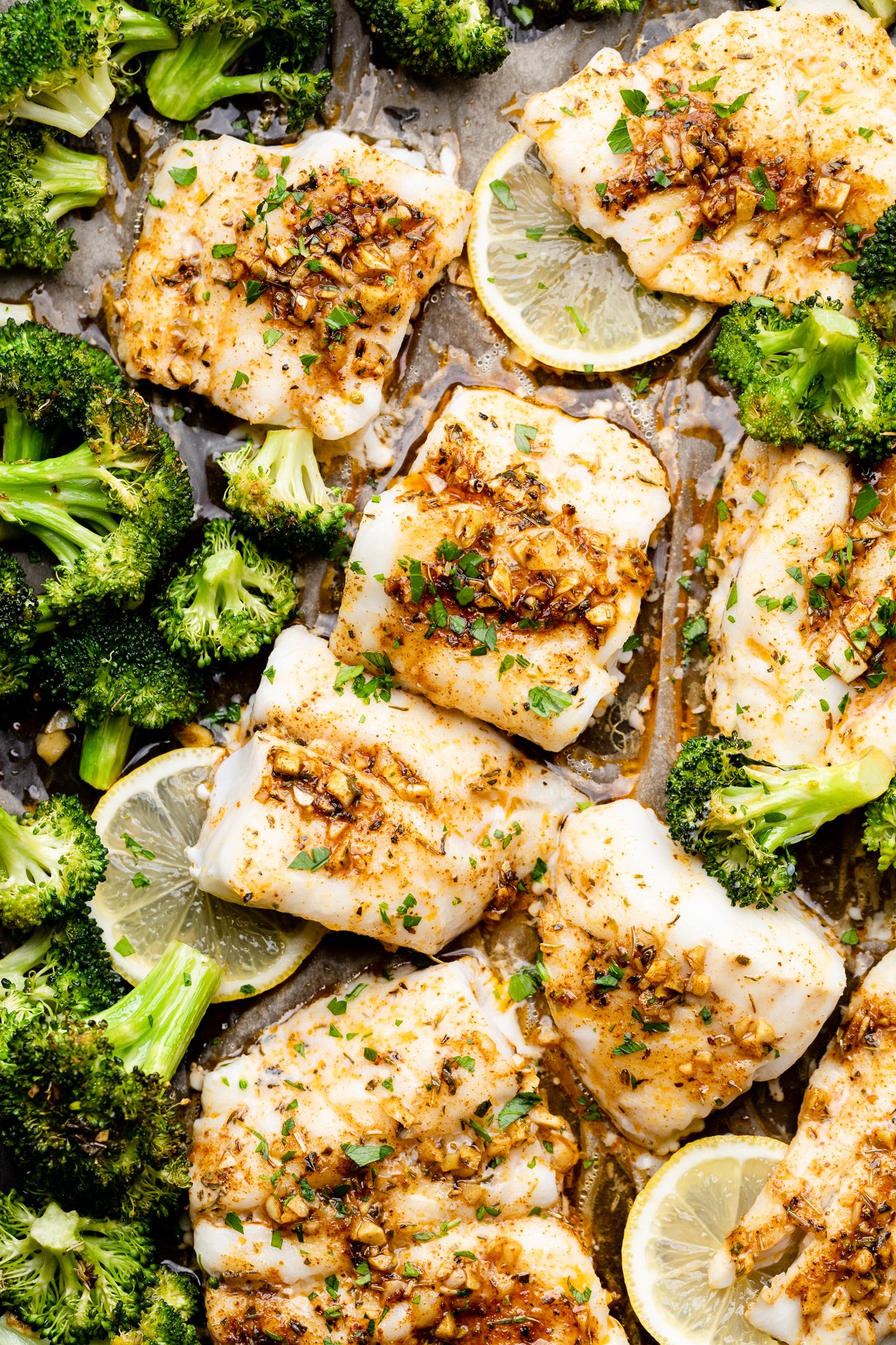 5-Sheet Pan Cajun Cod with Butter & Garlic Sauce-sheet-pan-cod-and-broccoli-4 Sheet Pan Cajun Cod With Butter & Garlic Sauce