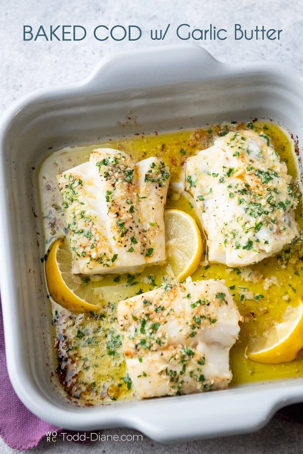 Baked Cod or White Fish With Garlic Butter