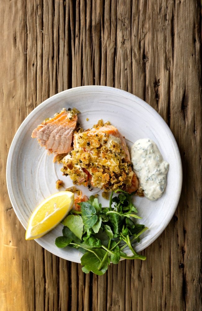 Baked, Herb-crusted Trout Fillet