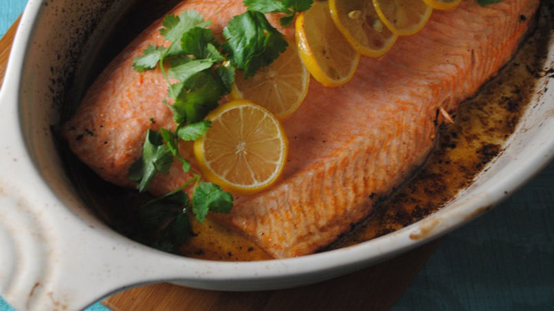 Baked Trout with Lemon, Cilantro and Cumin