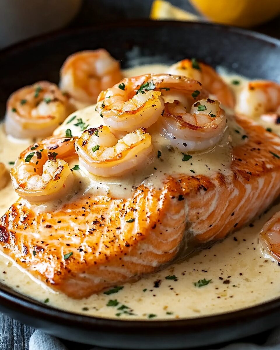 Easy Salmon And Shrimp Recipes - 3-Creamy Garlic Salmon & Shrimp-Salmon-and-Shrimp-with-Creamy-Garlic-Sauce