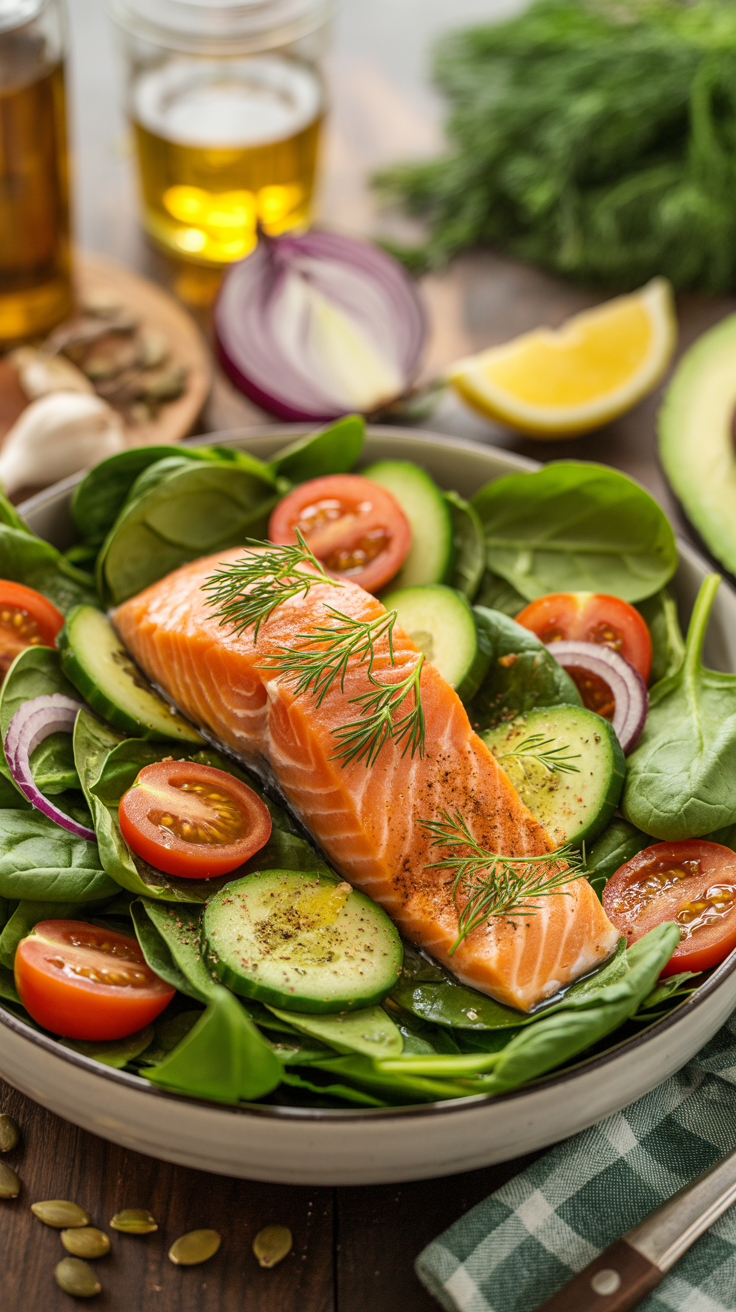 pin-1-Busy day baked salmon spinach salad-10