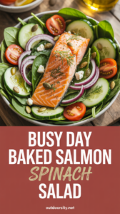 Busy-Day Baked Salmon Spinach Salad Recipe That Tastes Like You Tried, in One Bowl