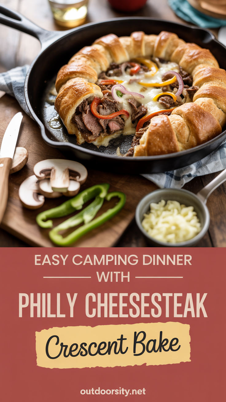 pin-1-Easy Camping Dinner With Philly Cheesesteak Crescent Bake-2-1