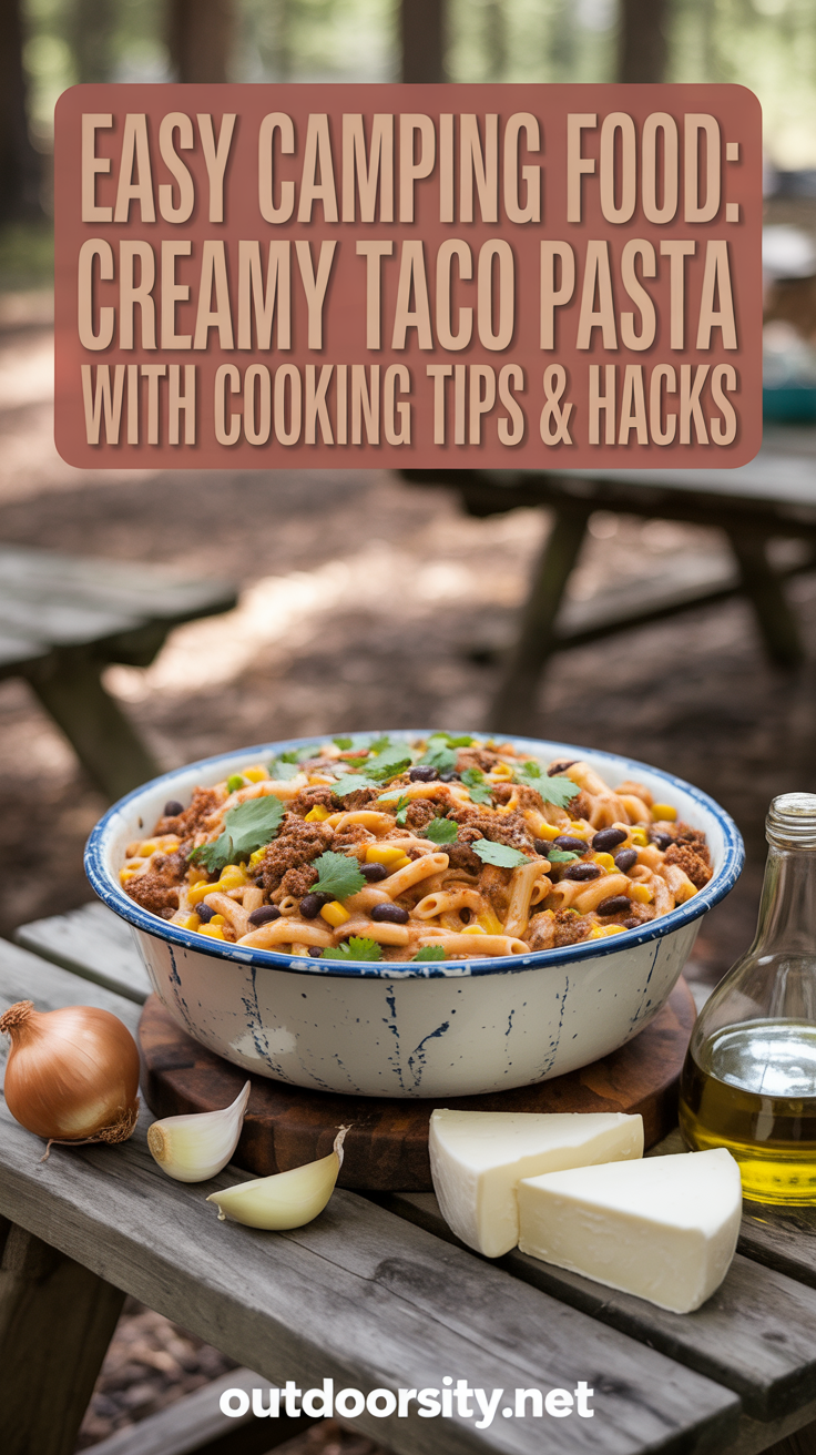 pin-1-Easy Camping Food Creamy Taco Pasta With Cooking Tips Hacks-1
