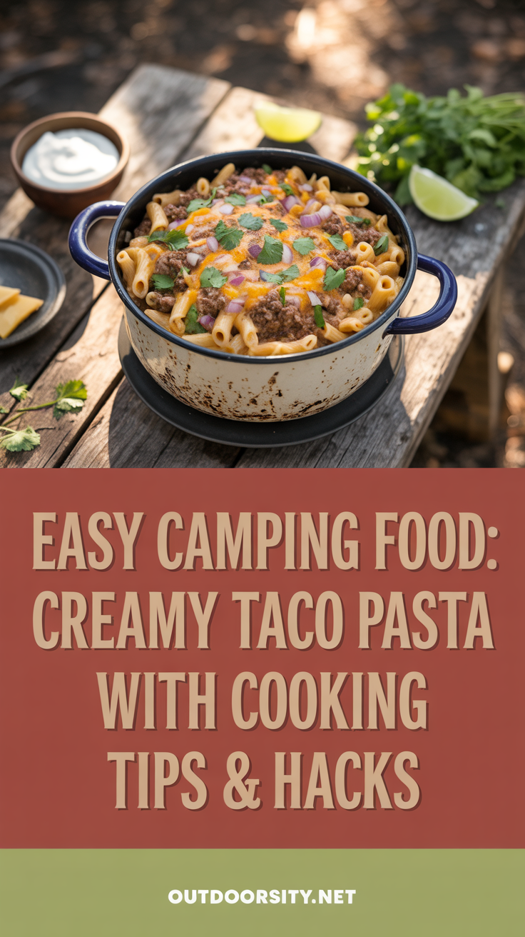 pin-1-Easy Camping Food Creamy Taco Pasta With Cooking Tips Hacks-4