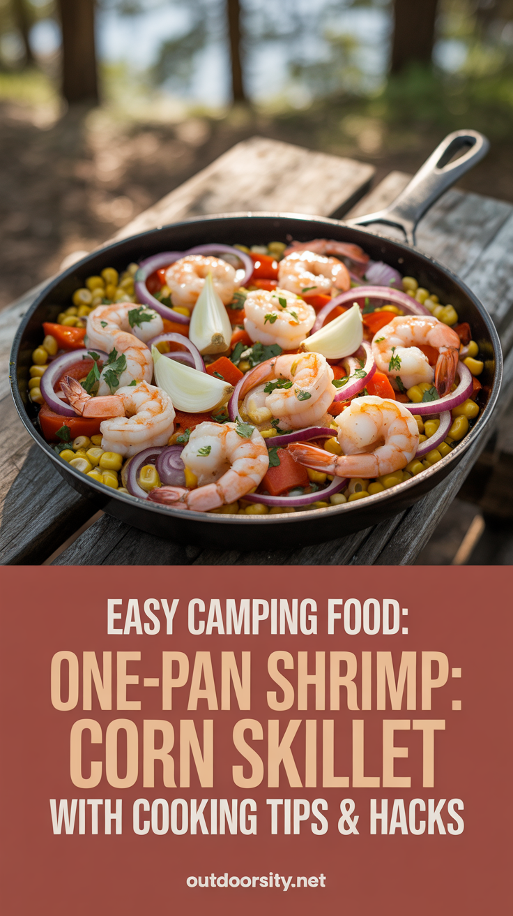 pin-1-Easy Camping Food One-Pan Shrimp Corn Skillet With Cooking Tips Hacks-1