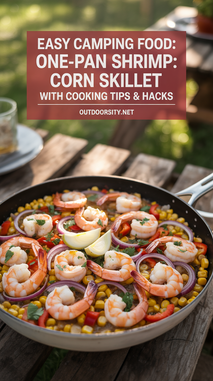 pin-1-Easy Camping Food One-Pan Shrimp Corn Skillet With Cooking Tips Hacks-2