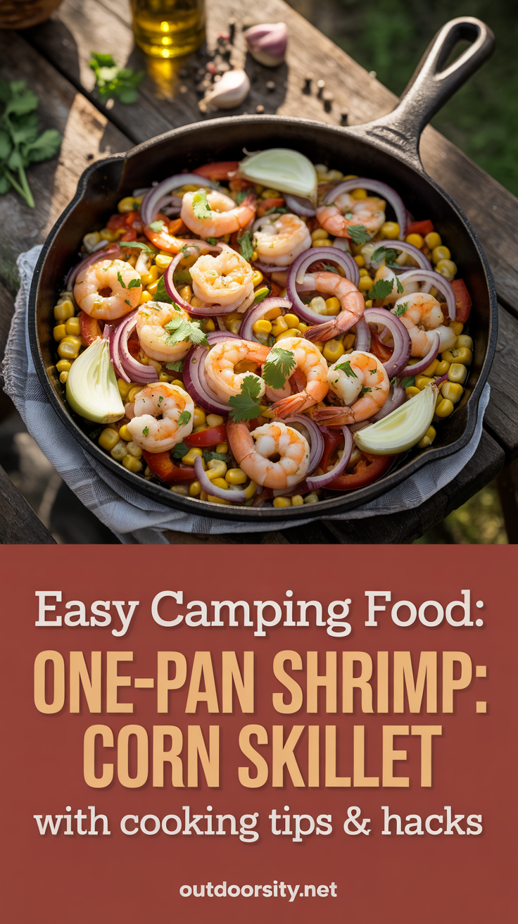 pin-1-Easy Camping Food One-Pan Shrimp Corn Skillet With Cooking Tips Hacks-6