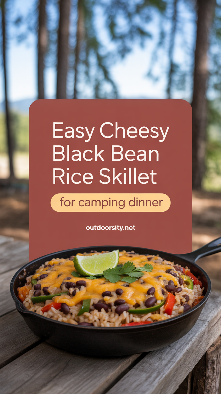 pin-1-Easy Cheesy Black Bean Rice Skillet For Camping Dinner-1-2