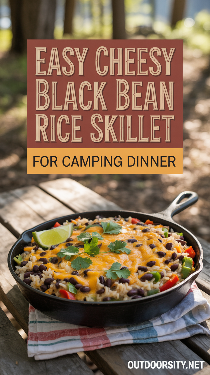 pin-1-Easy Cheesy Black Bean Rice Skillet For Camping Dinner-2-1