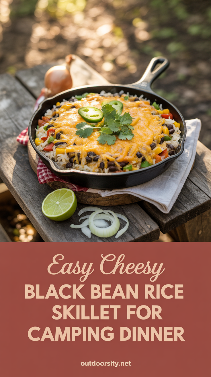 pin-1-Easy Cheesy Black Bean Rice Skillet For Camping Dinner-3-3