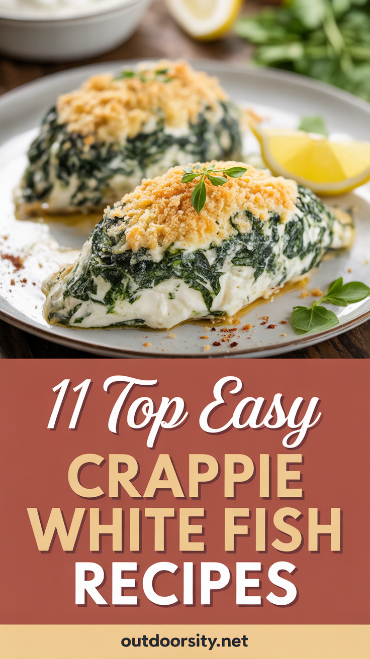 Top Easy Crappie White Fish Recipes - pin-2-Easy Creamy Spinach Stuffed Baked Crappie-4