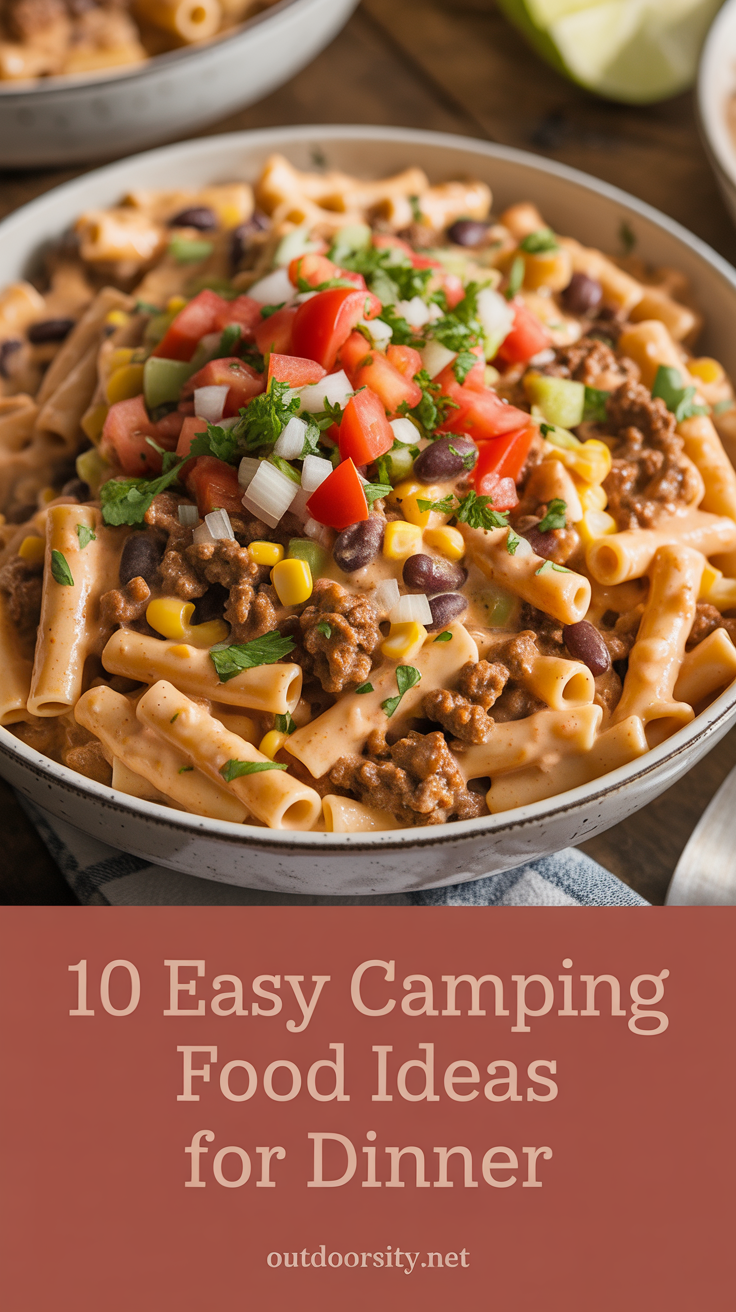 pin-8-Easy Camping Food Creamy Taco Pasta With Cooking Tips Hacks-2