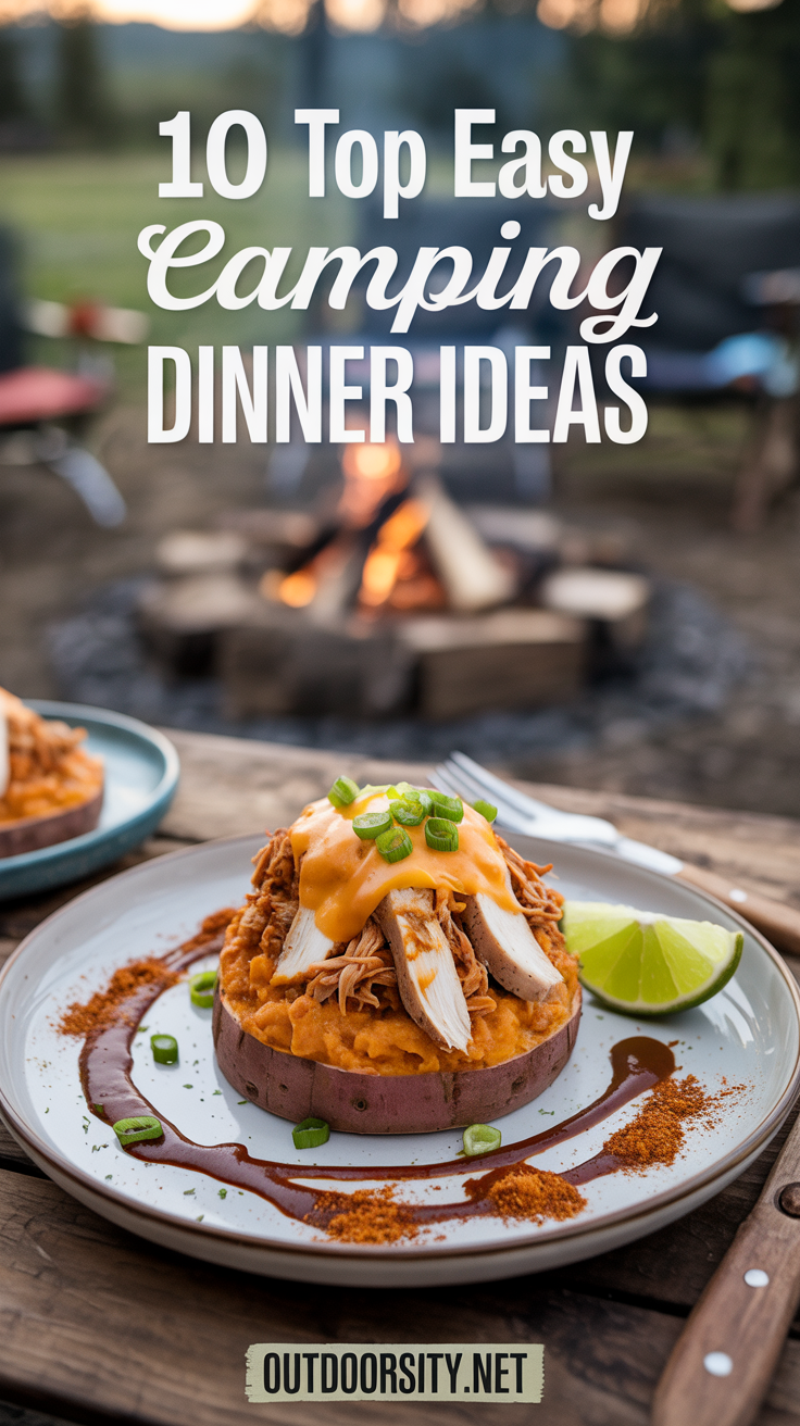 Top Easy Camping Dinner Ideas - pin-2-Campfire Chicken Stuffed Sweet Potatos For Easy Camping Dinner-3-1