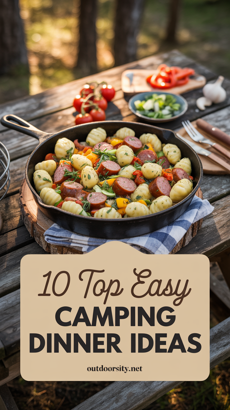 Top Easy Camping Dinner Ideas - pin-3-Easy Campfire Gnocchi Sausage Dinner With Cooking Hacks & Tips-1
