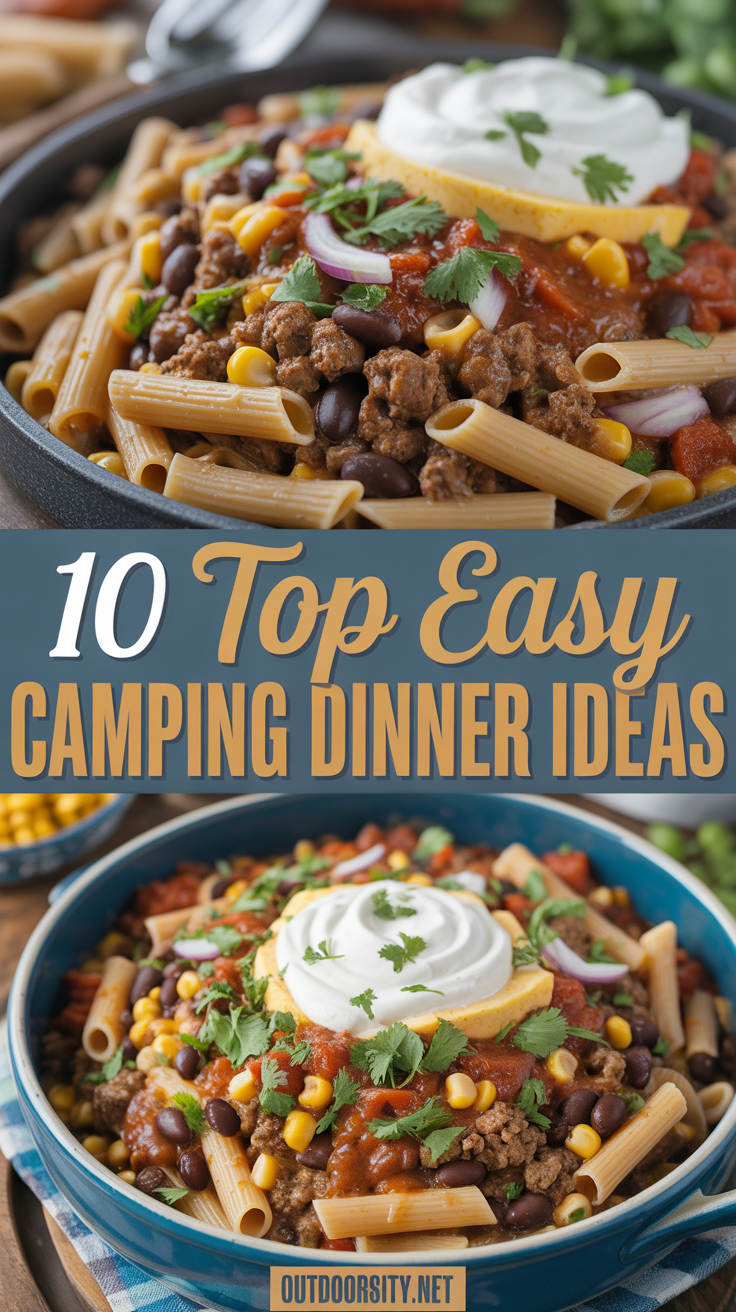 Top Easy Camping Dinner Ideas - pin-8-Easy Camping Food-Creamy Taco Pasta With Cooking Tips & Hacks-1