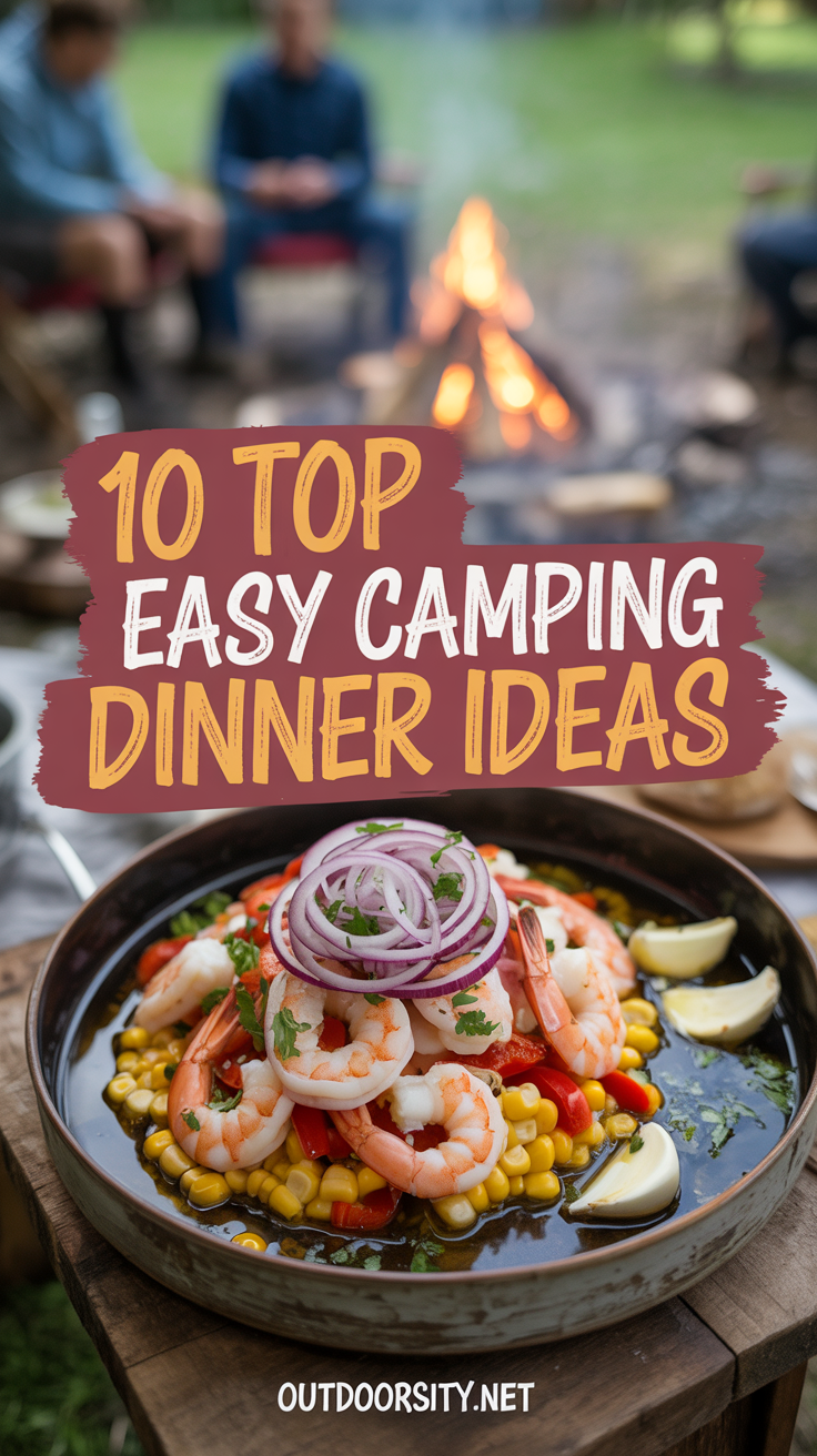 Top Easy Camping Dinner Ideas - pin-9-Easy Camping Food-One-Pan Shrimp Corn Skillet With Cooking Tips & Hacks-1